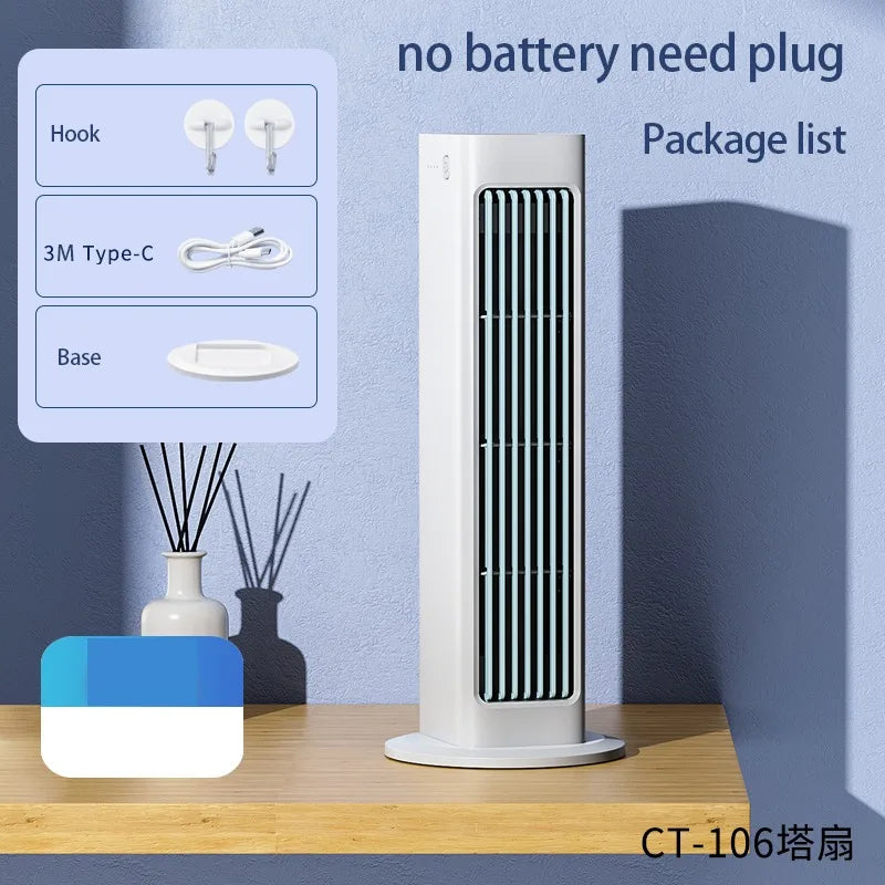 Eary Wall-mounted Fan with Remote Control Summer Strong Fan Bladeless Tower Airflow Cooling Air Conditioner Fan for Desk Kitchen