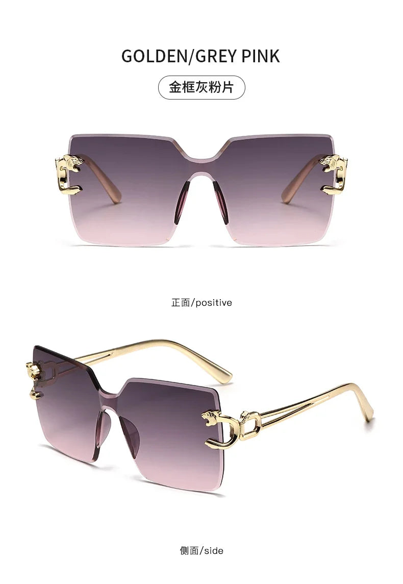 Retro Square Sunglasses Women Men Rimless Trend Luxury Shades Travel Glasses Lady Man UV400
