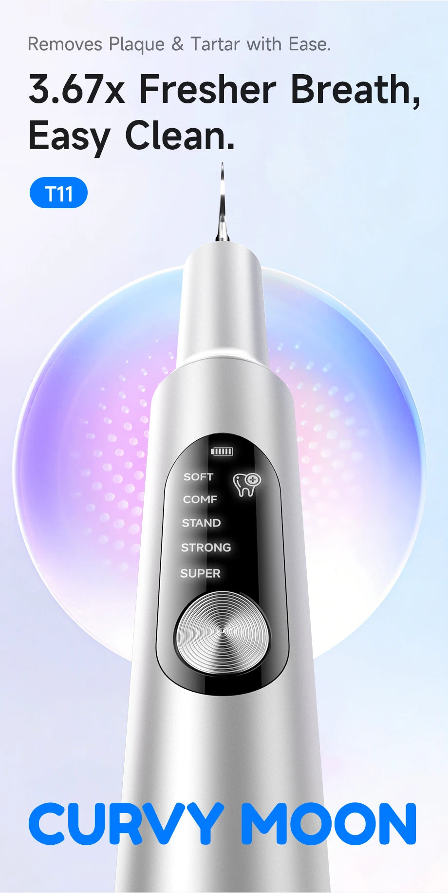 Electric Ultrasonic Dental Scaler 5 Smart Modes T11 Dental Tarter Calculus Cleaning Plaque Tooth Stains Remover Teeth Whitening