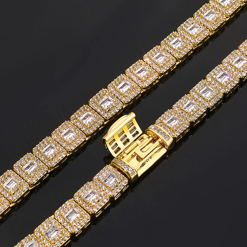 Personalized Fashion Niche Jewelry Hip Hop Cuban Rock Sugar Bracelet Sparkling Zircon 7.5mm Tennis Chain Men's Jewelry