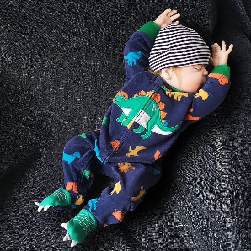 New Hot Polar Fleece Pajamas Baby Winter Romper Cover All Jumpsuits Newborn Boys Clothing Little Girl Fall Clothes Toddler 0-12M