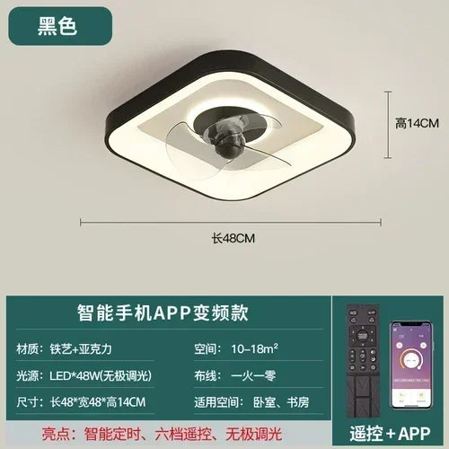 Bedroom fan lamp minimalist round modern minimalist dining room fan integrated master bedroom ceiling lamp electric fan 220V