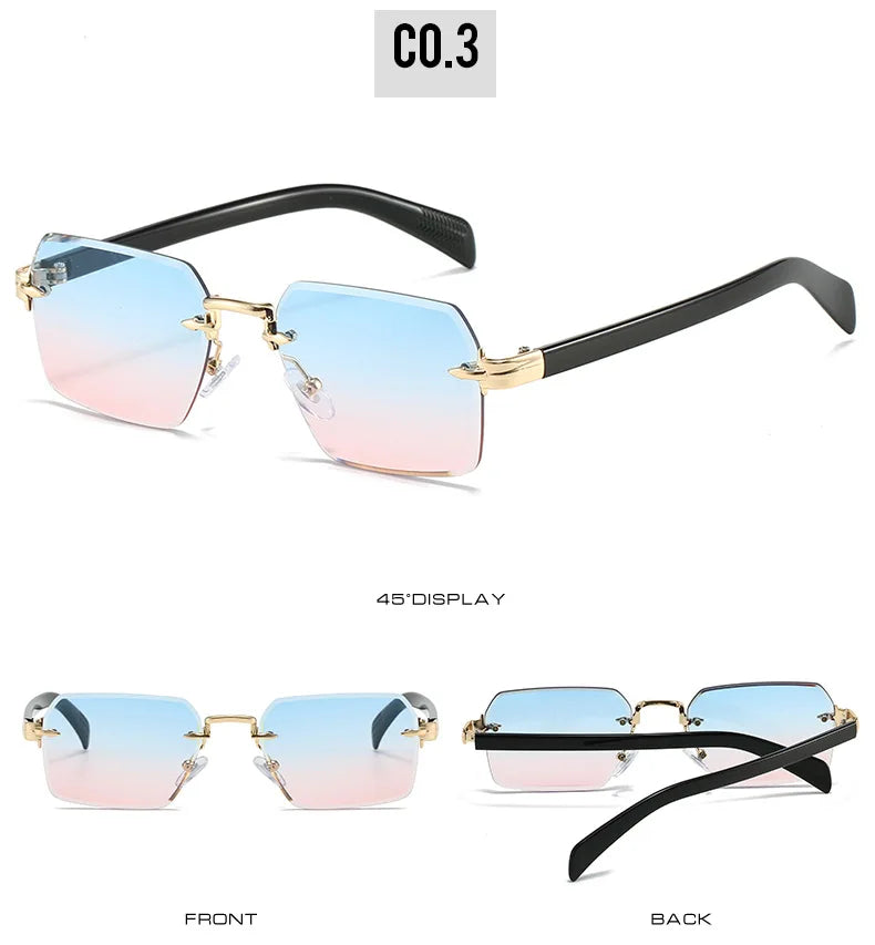 Fashion Rimless Sunglasses Men Women Popular Frameless Sun Glasses Male Female Classic Small Square Summer Travel Shades