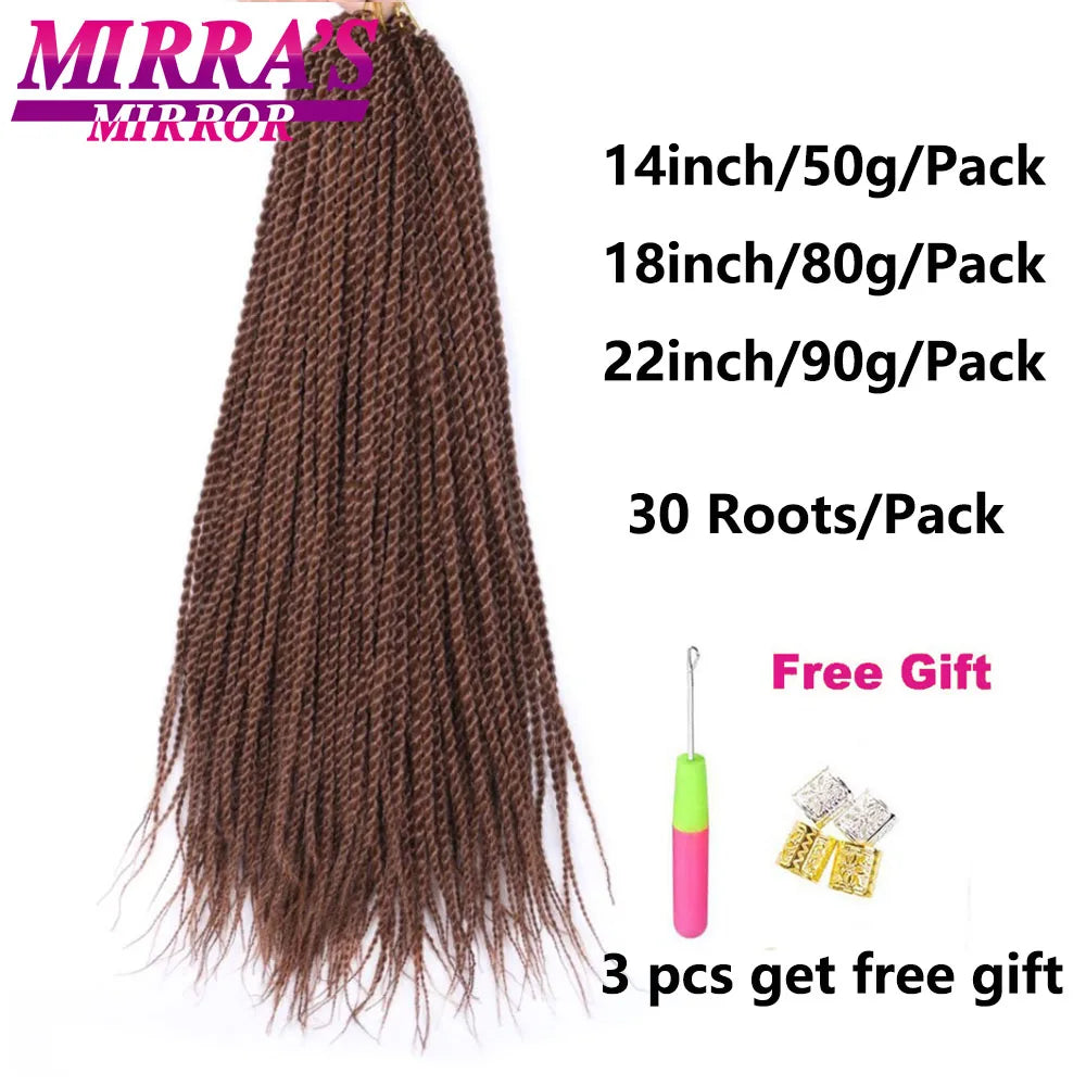 Senegalese Twist Crochet Hair 14/18/22 Inch Synthetic Mini Senegalese Crochet Braids for Black Women 30 Roots/Pack Braiding Hair
