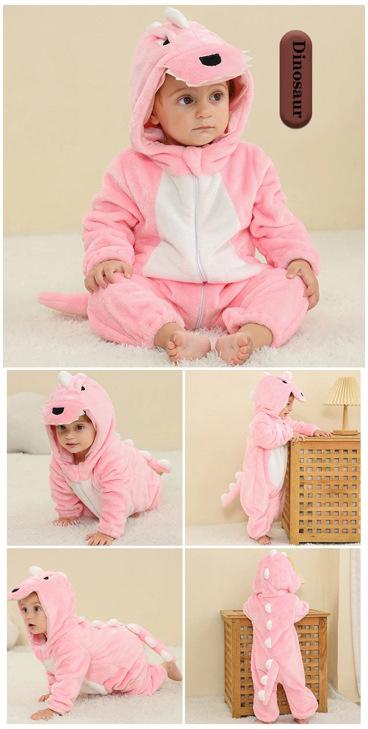 0 to 4 Years Baby Pajamas Winter Cartoon Sleeping Clothes Boys Dinosaur Pijamas Onesies Girls Clothes Toddler Night Bodysuits