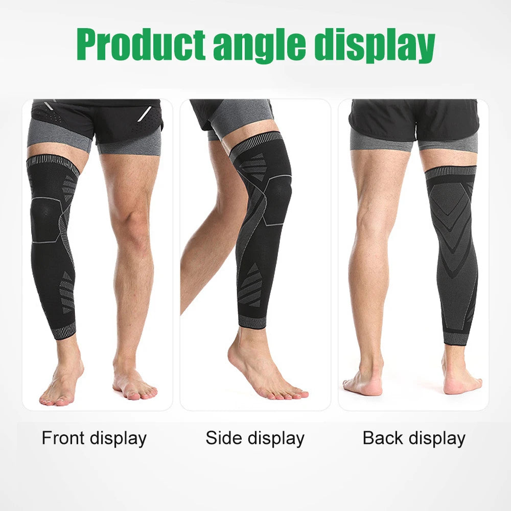 1Pair Full Leg Sleeve Long Compression Knee Brace Protect Leg for Men Women for Basketball Arthritis Cycling Sport Football