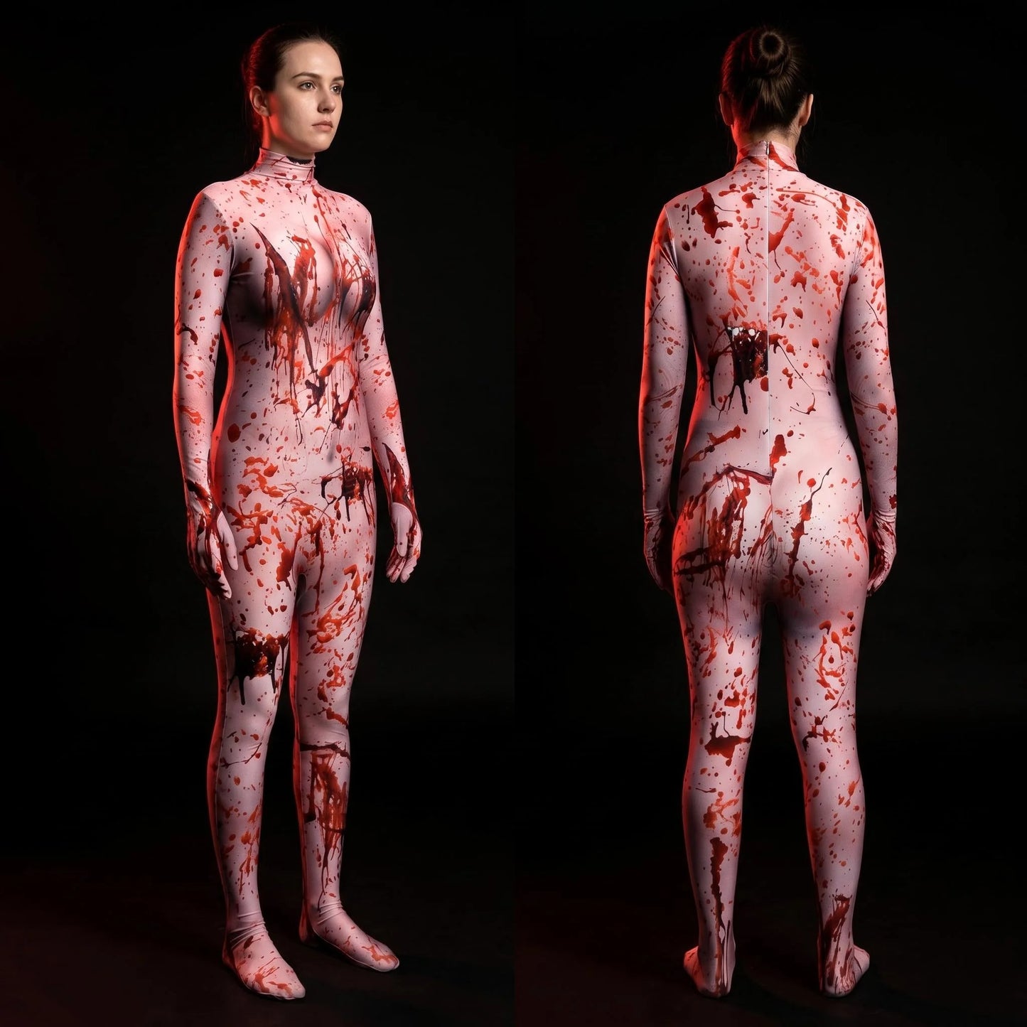 Halloween Adults Female Blood Splatter Costume Bloody Zombie Cosplay Zentai Horror Bodysuit Woman Romper Outfits Party Jumpsuits