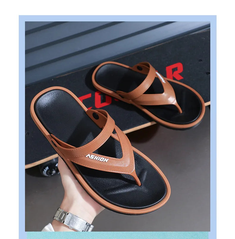 Flip-flops men's fashion trend summer foreign trade cross-border external wear breathable and wear-resistant toes two sandals