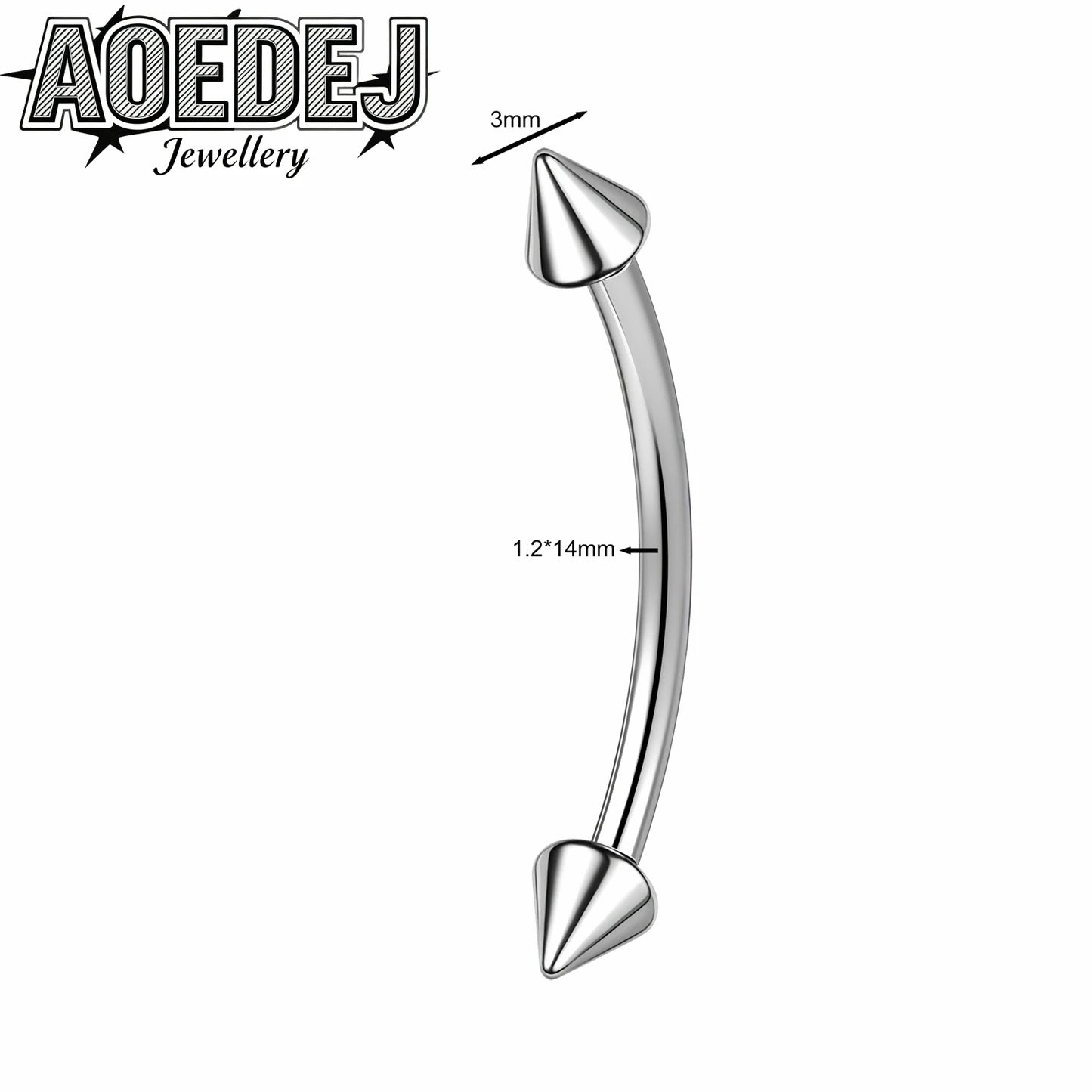 AOEDEJ 14/16/18G 1-10pcs/lot Stainless Steel Eyebrow Piercings Spike Eyebrow Rings Curved Barbell Bridge Piercing Jewelry 6-14MM