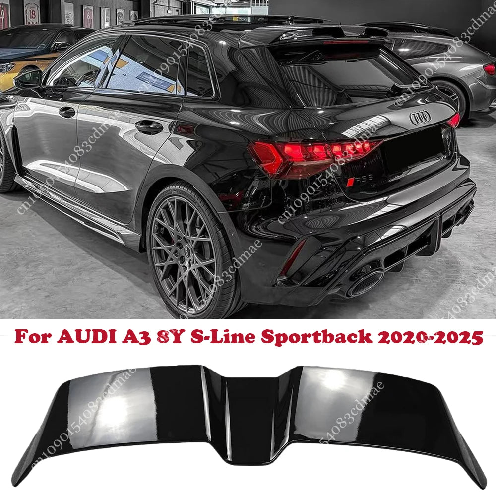 For AUDI A3 S3 RS3 8Y S-Line Sportback 2020-2025 Car Rear Spoiler Roof Wing Splitter Upgrade To RS Body Kit Trim Glossy Black