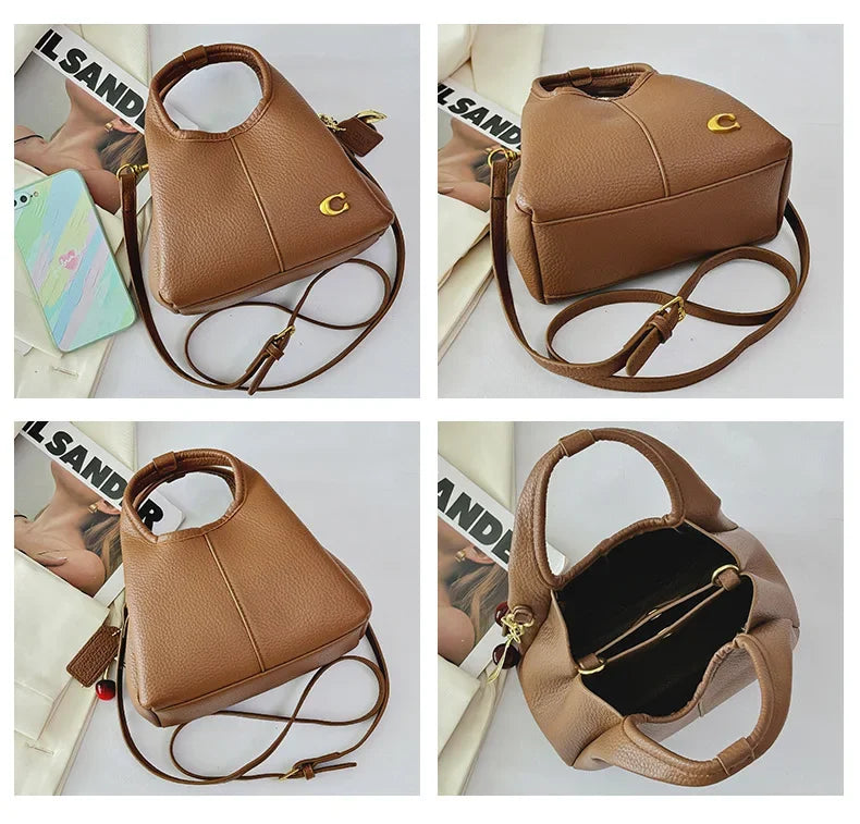 Women's Mini Bucket Bag Designer Style Large Capacity Handbag Casual Crossbody Shoulder Bag with Detachable Shoulder Strap