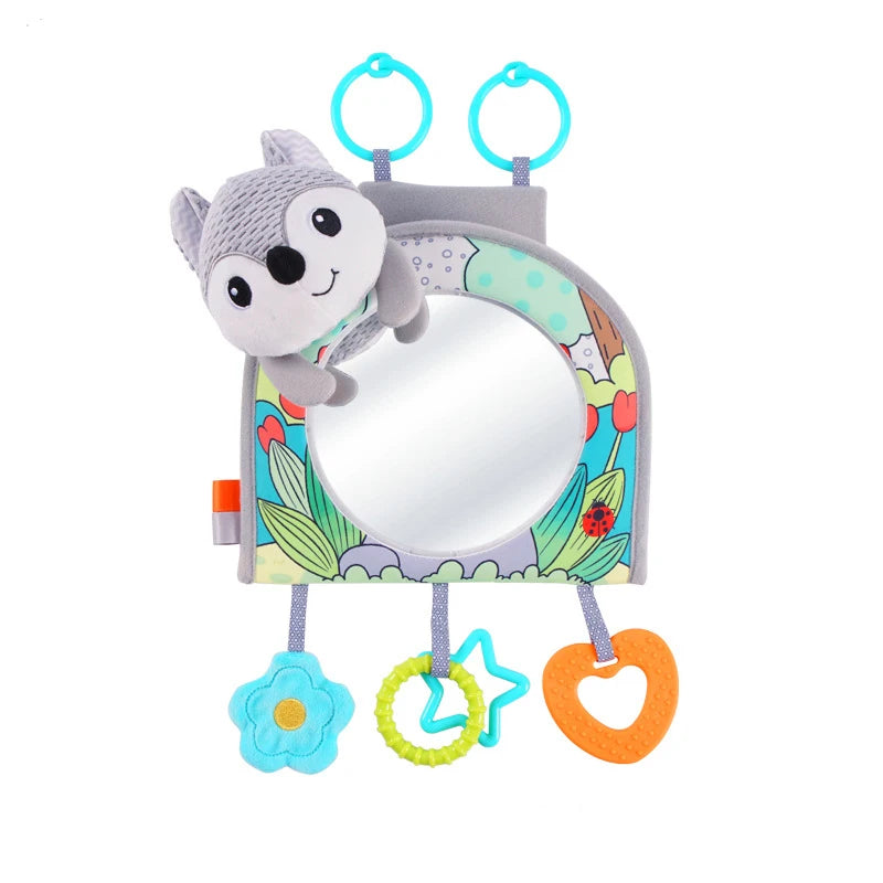 Baby Mirror Car Seat Toys Rear Teether and Crinkle Pape Fun Travel Infant Tummy Time Toys Babies Carseat Toy for Newborns Gifts