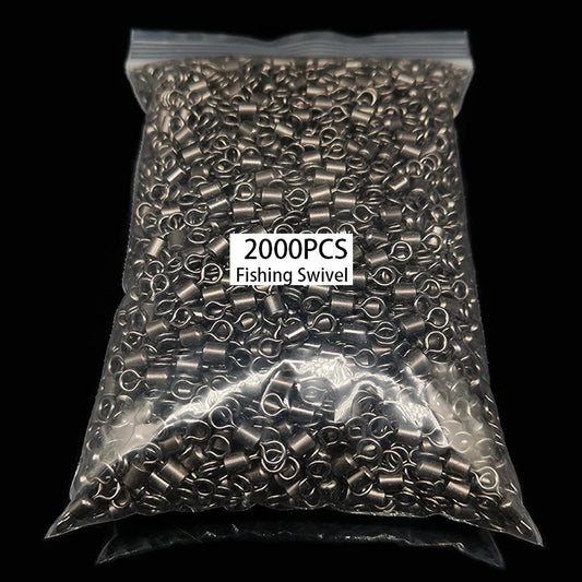2000pcs Copper Fishing Swivel Bearing Rolling Swivel Connector Black White Lure Link Fishing Tackle Supplies Accessories Pesca