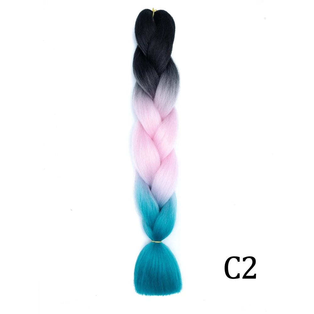 Synthetic 24Inch Long Jumbo Braids Extensions Yaki Straight Braiding Hair Afro Ombre Color Hair for Women