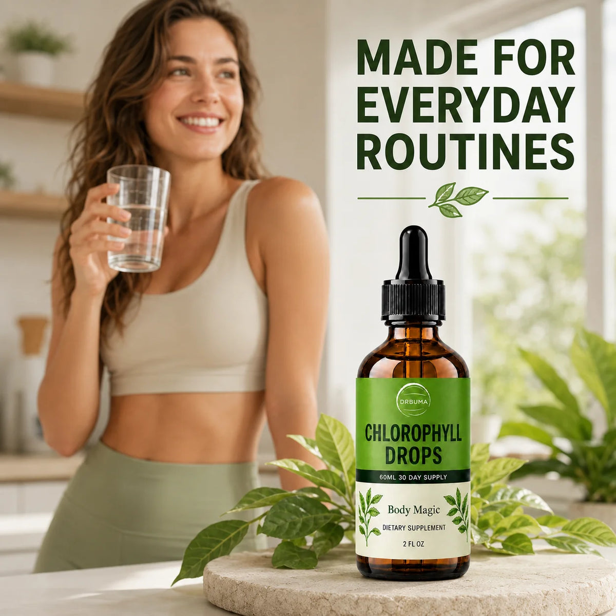 Premium Liquid Chlorophyll Supplement, Mint Flavor, Natural Complex, Easy to Take, 2 Fluid Ounces Per Bottle
