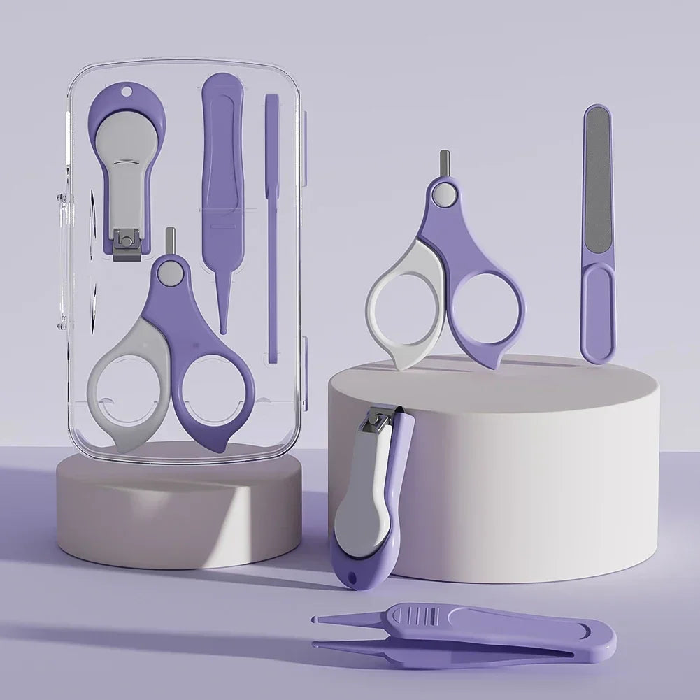 Portable Baby Nail Care Set Safety Infant Nail Clipper Scissors Tweezers Nail File Newborn Kids Manicure Grooming Tools