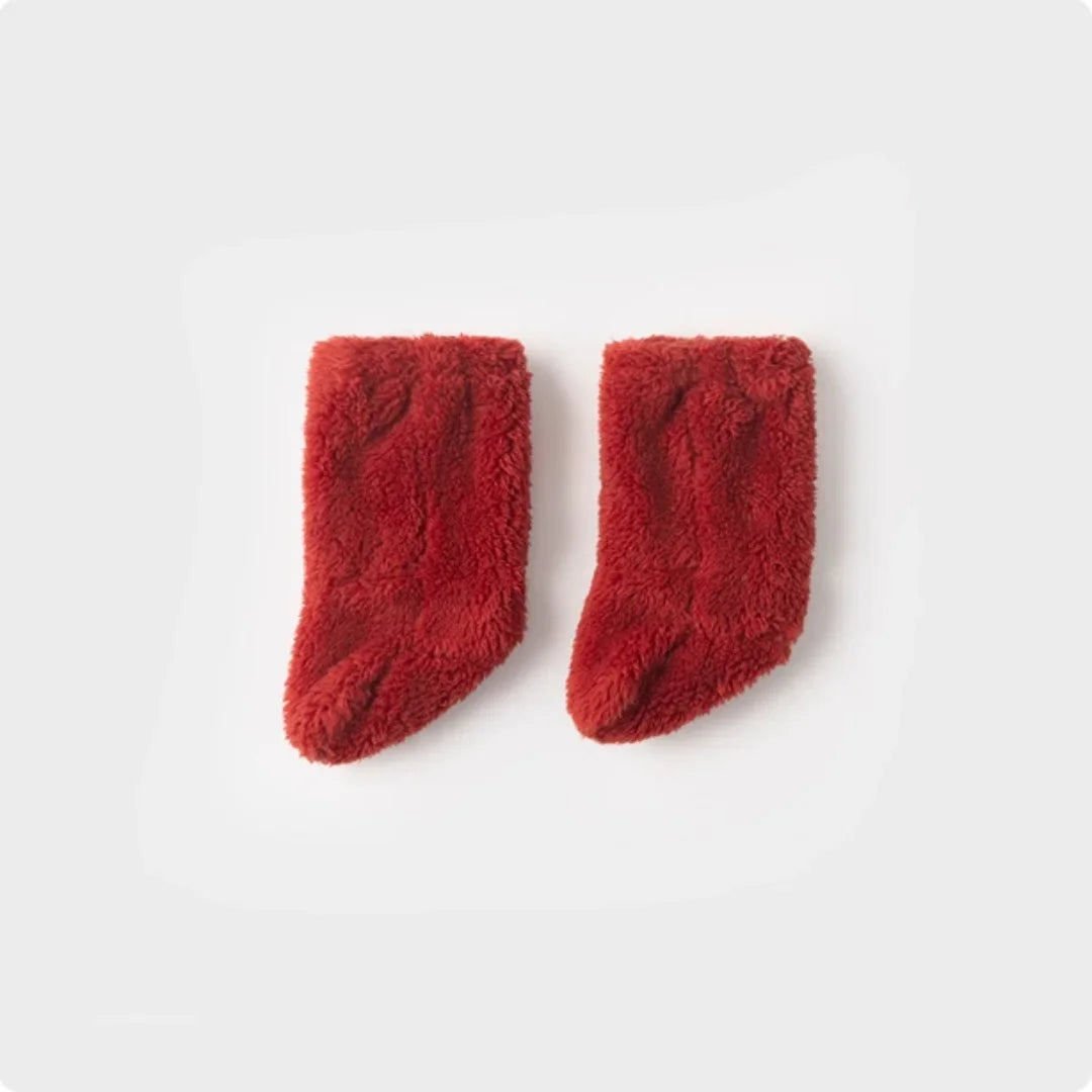 Winter New Baby Fleece Padded Socks Warm Thicken Toddler Girls Floor Socks Cartoon Embroidery Infant Sock Sleeves