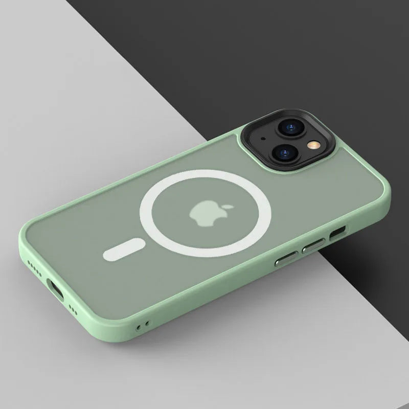 Matte Transparent Case For iPhone 13 12 15 16 17 14 Pro Max Air Cover For MagSafe Wireless Charger Protection Shell Shockproof