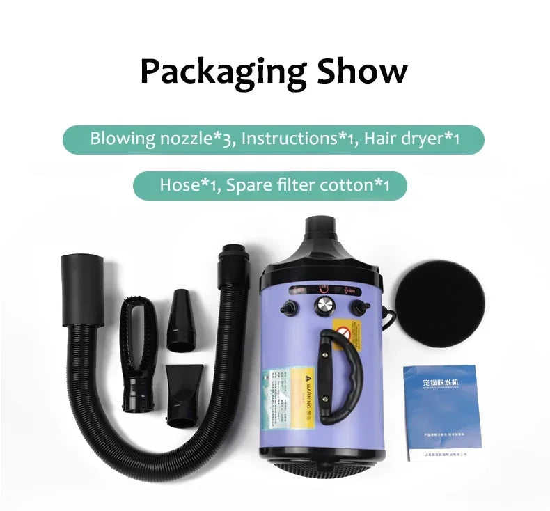 Dogs Hair Dryer Cat Grooming Water Blower Motor Warm Wind Adjustable Blow-Dryer Professional Warm Wind Secador Hot Wind Heater