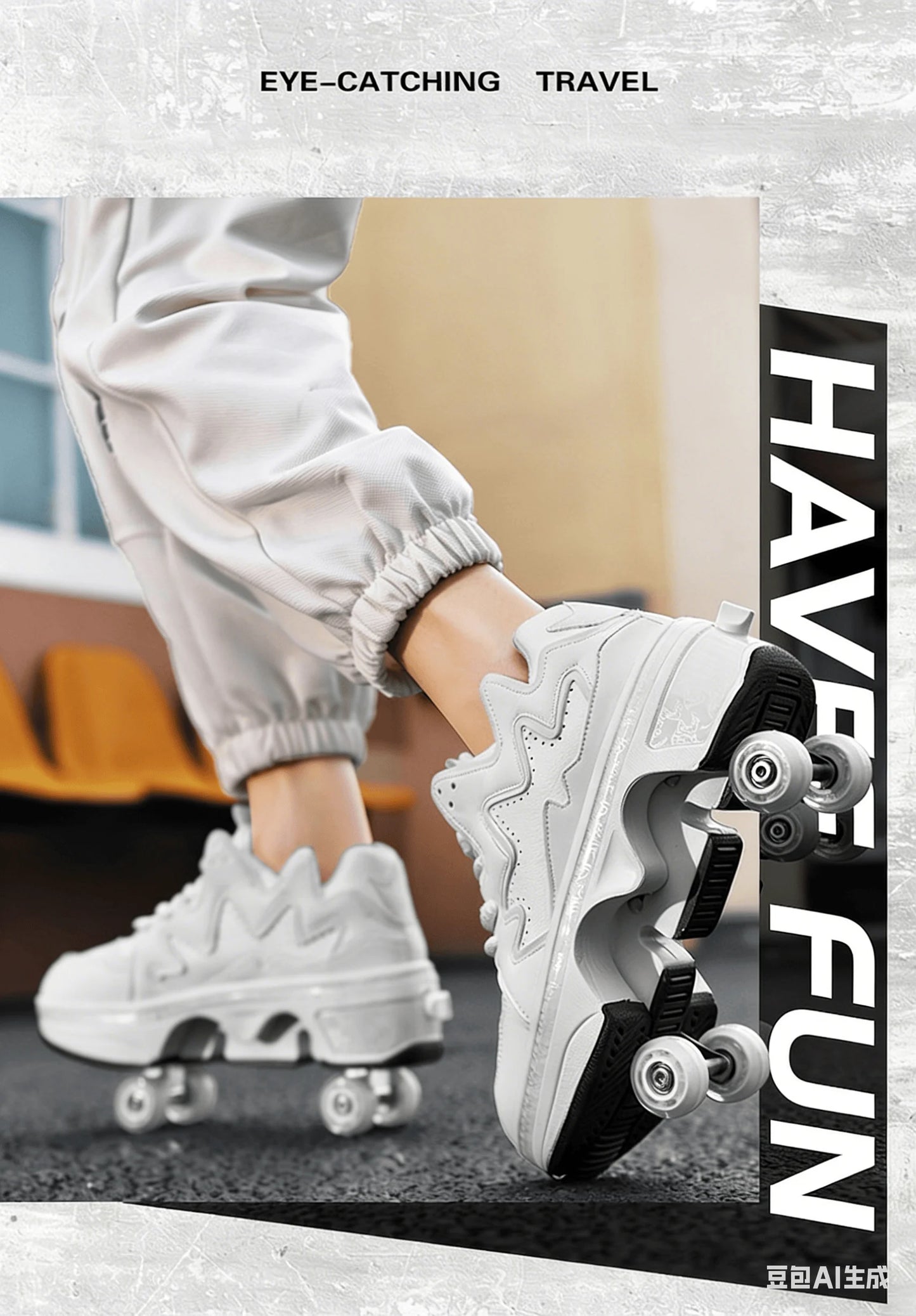 Stylish skating: 2-in-1 white convertible roller skates, leading the way in roller skating and making the best gift for friends.