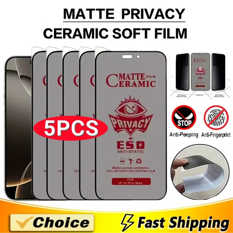 1-5PCS Matte Ceramic Privacy Screen Protector For Xiaomi Poco X7 Pro X7pro PocoX7Pro Soft Anti Spy Protective Film Not Glass