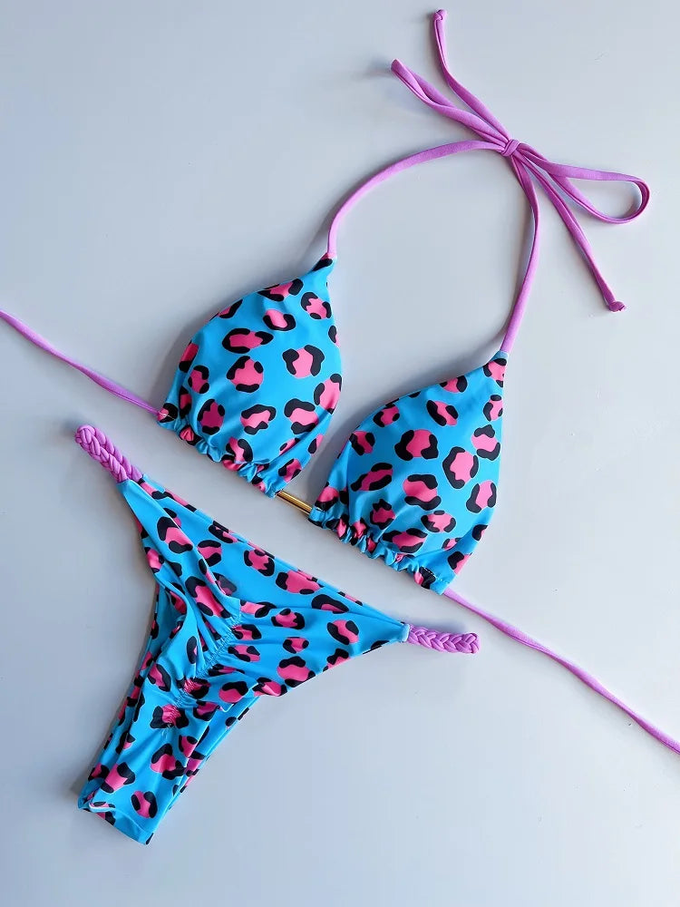 RUOTONGSEPT Sexy Swimsuit Women Braided rope Micro Bikinis 2026 New Swimsuit Leopard Print Brazilian Biquinis Beach Bathing Suit