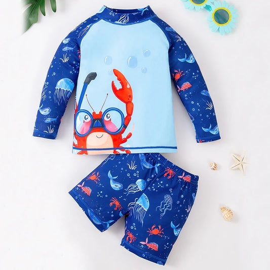 Girl and boy split swimsuit cartoon sunscreen baby boy and girl cute hot spring children's swimsuit children's accessories