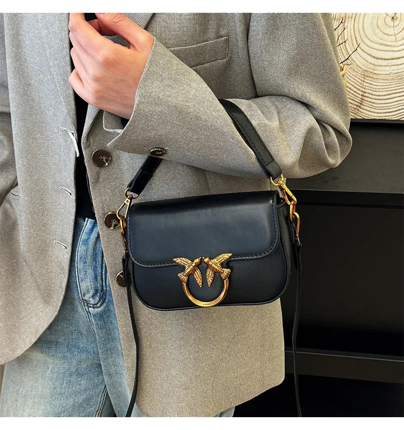 High-end Crossbody Handbag Leather Tote Bags Trendy Design Commuter Popular Classic Elegant Fashionable Bag with avian button