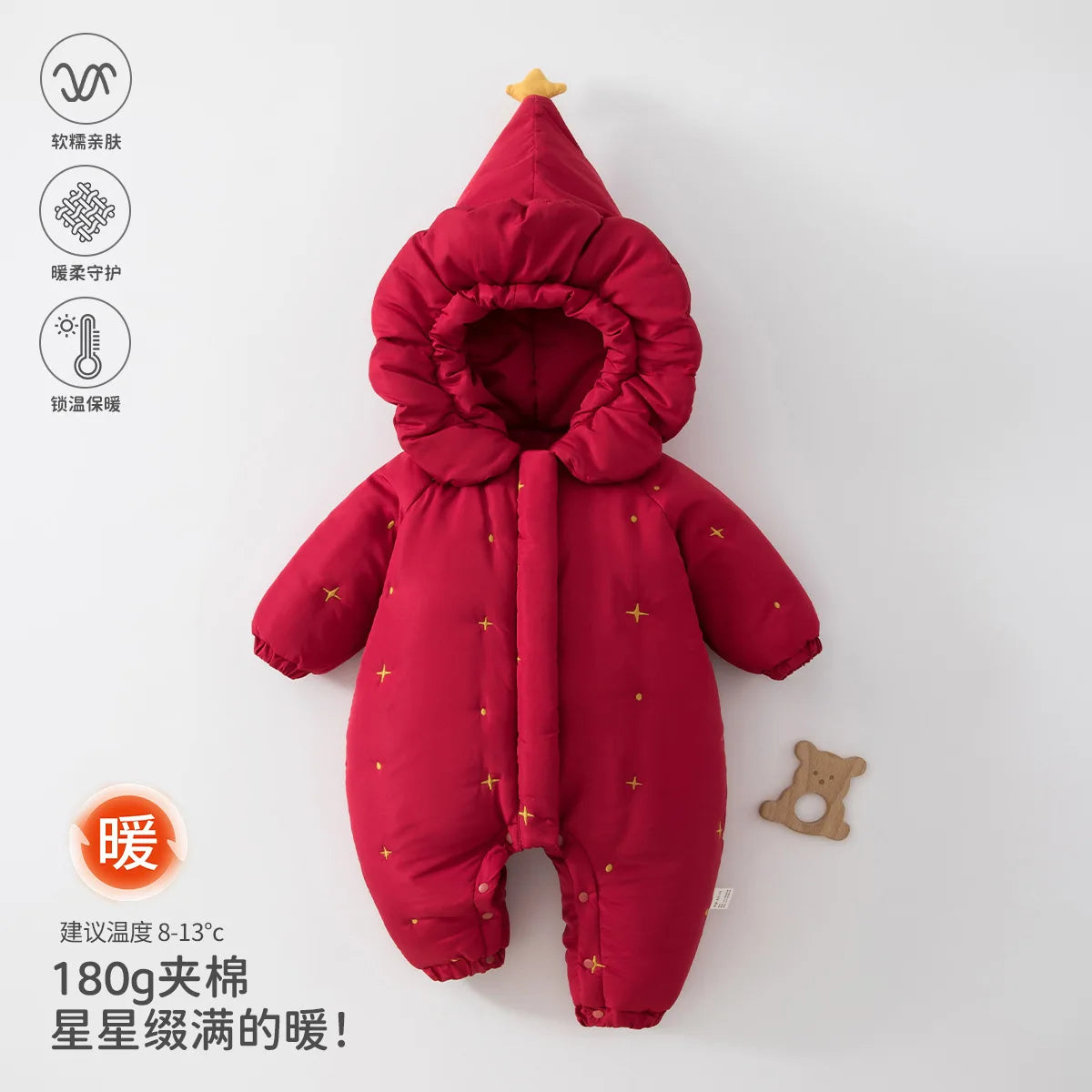 Winter Baby Romper Infant Thick Quilted Cotton Jumpsuit with Hood Warm Outwear for Outdoor Clothes Newborn Hooded Thick Coverall