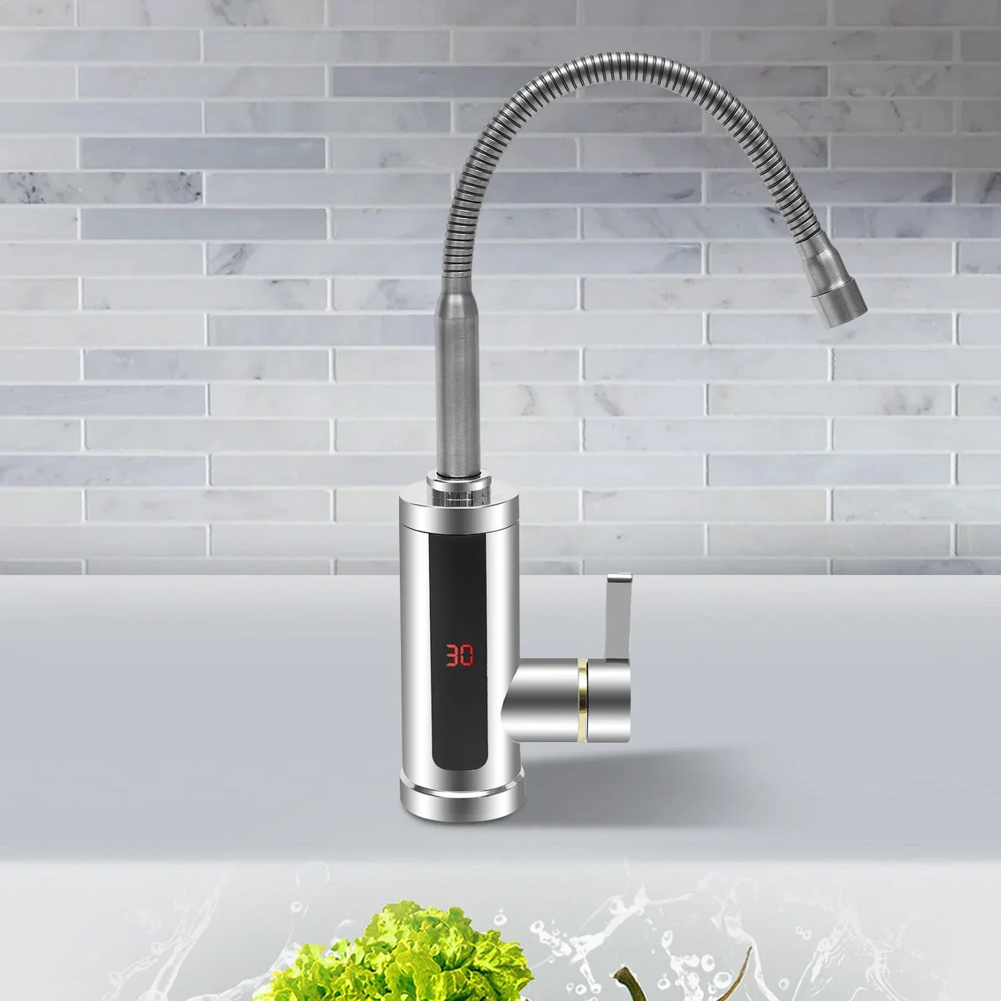 3000W Instant Electric LCD Faucet Instant Tap 360° Fast Heater Heating Hot/Cold Water Supply for Bathroom Kitchen