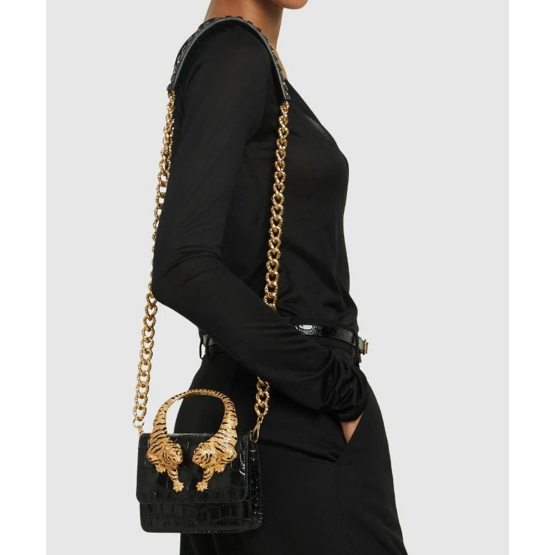 2026 New Luxury Designer Handbag for Women Crocodile Effect Leather Tiger-sculpted Top Handle Fashion Evening Shoulder Bag