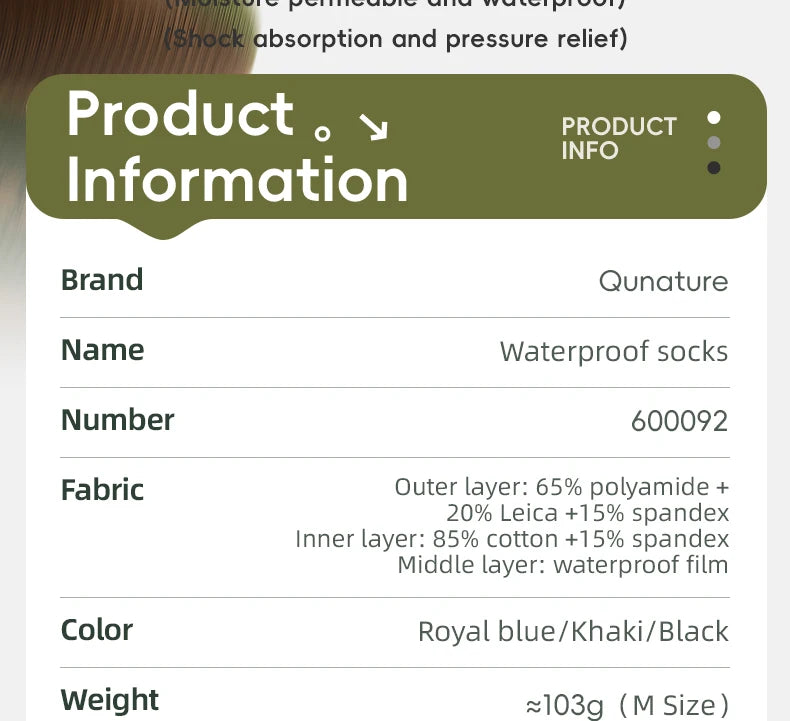 Qunature Four-Season Waterproof Socks Breathable Outdoor  Sport Socks Hiking Cycling Cross Country Running Skiing Windproof Sock