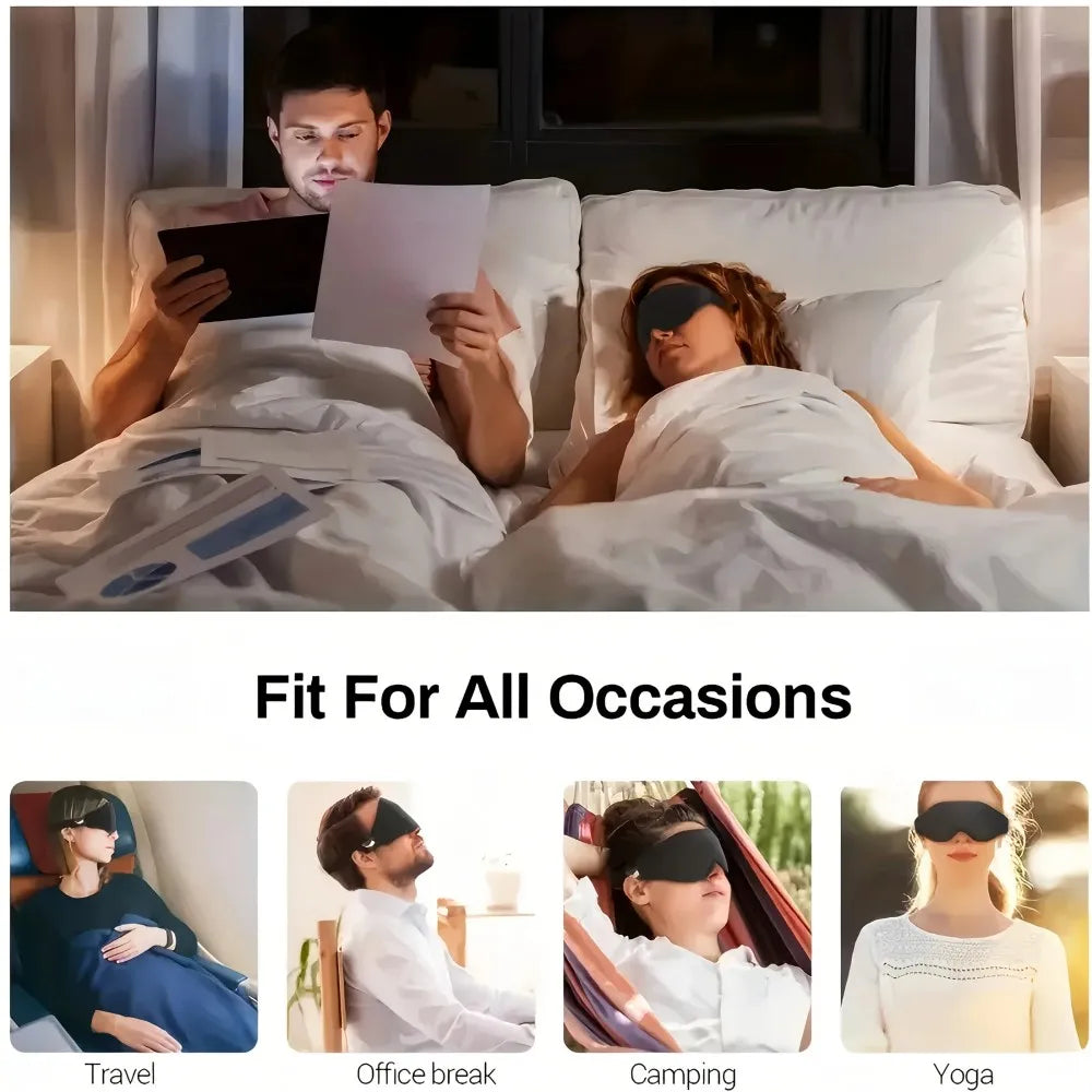 1-piece 3D stereoscopic eye mask with shading and sleep design, breathable and soft fabric, adjustable straps