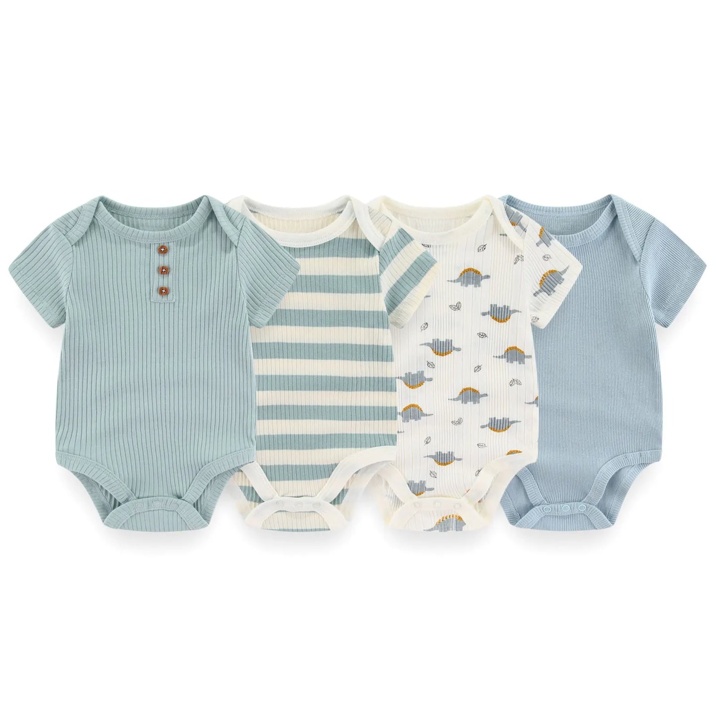 Kiddiezoom 4PCS/Lot Unisex Baby Boy Girl Bodysuits Short Sleeve Infant Onesies First Christmas Baby Clothes