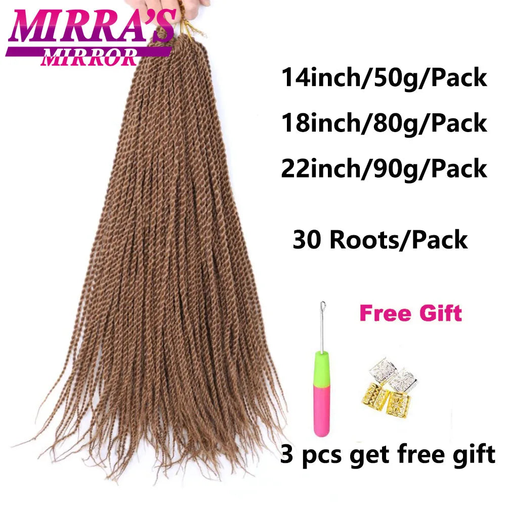 Senegalese Twist Crochet Hair 14/18/22 Inch Synthetic Mini Senegalese Crochet Braids for Black Women 30 Roots/Pack Braiding Hair