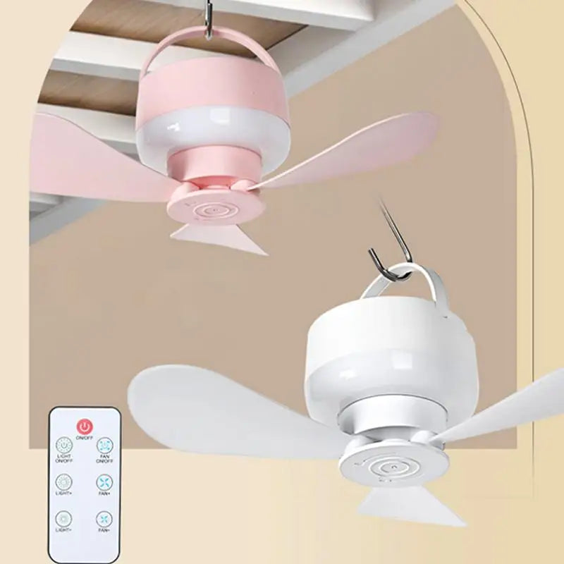 USB Rechargeable Ceiling Fan With Light Remote Control Portable Small Fan Lamp Ceiling Fans For Bedroom Dorm Camping Tent