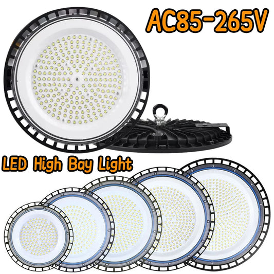 Super Bright UFO LED High Bay Light AC85-265V 100W-300W IP65 Waterproof Commercial Industrial Garage Workshop Gym Market Lamp