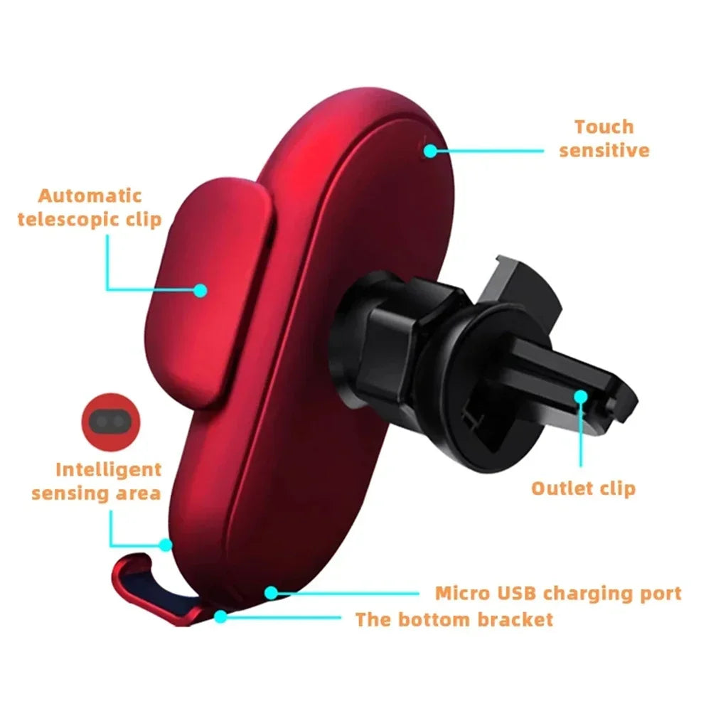 S11 Fashion Qi Fast Wireless Charger Car Phone Holder Smart Infrared Sensor Air Vent Mount Automatic Clamping Mobile Phone Stand