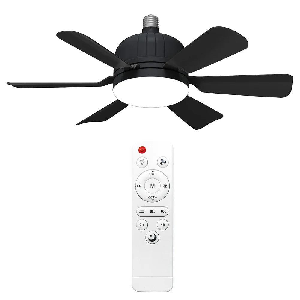 Socket Fan Light with Remote Screw in Ceiling Fan Light Adjustable Wind Speed Socket Ceiling Fan Light Bulb Fan for Home Office
