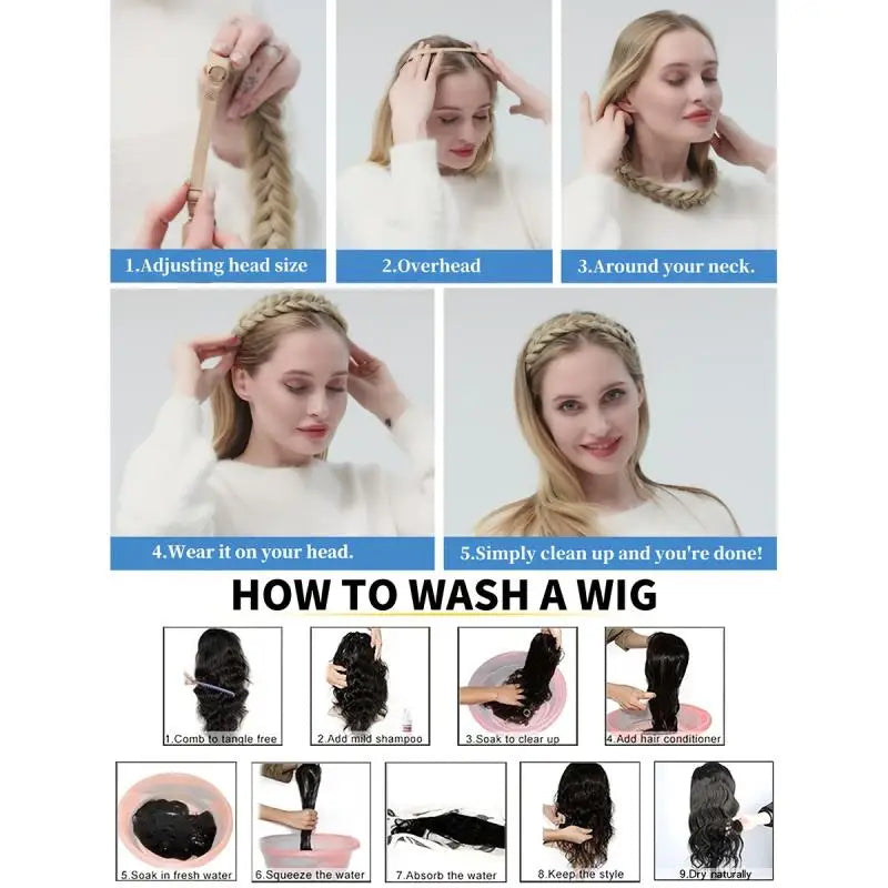 1 Pcs Synthetic Premium Adjustable Handmade Wig Braided Elastic Band Hair Fashion Braiding Hair Headband Headwear For Women
