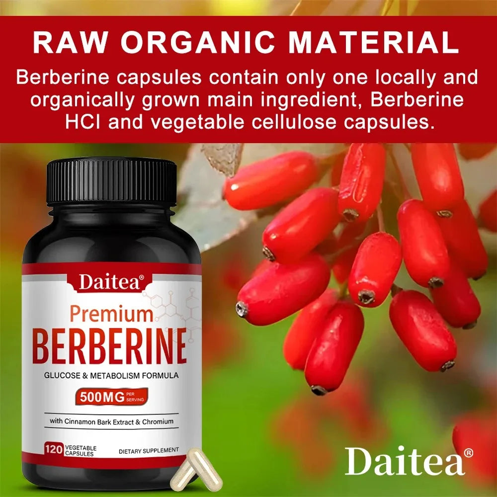 Berberine Hydrochloride with Cinnamon - Support Glucose Balance, Liver Health, Digestion, Non-GMO, Gluten-Free