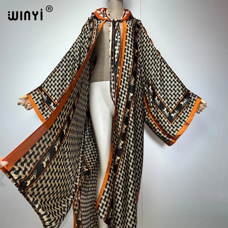 WINYI Women Cardigan Loose Long Dress Party Boho Maxi beach Holiday Hooded dress fashion kimono abaya styles
