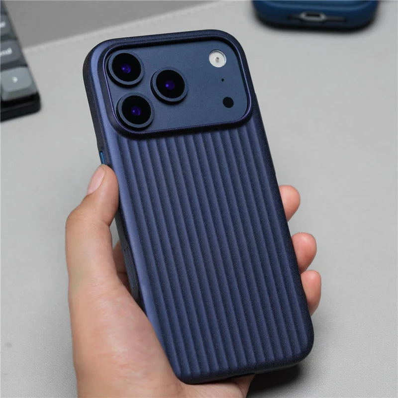 For Magsafe Matte Corrugated Magnetic Case for iphone 16 17Pro 15 17Pro Max Wireless Charging Ultrathin Hard PC Cover Funda