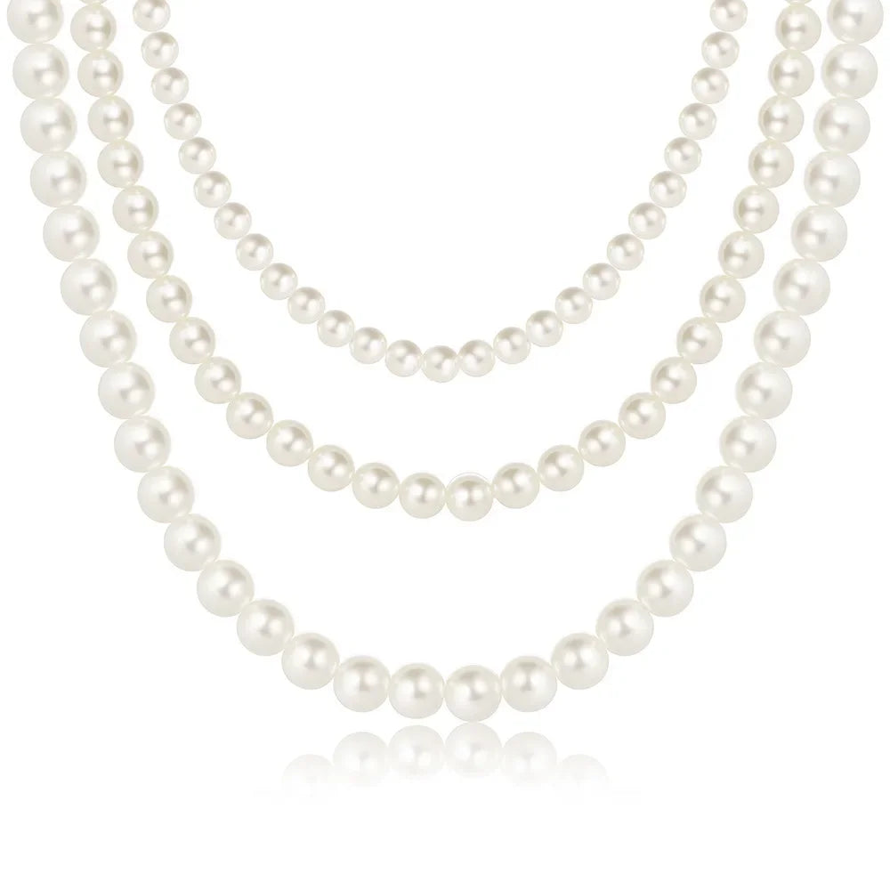 4 5 6 8mm White Pearl Chokers Necklace Clavicle Chain For Women Classic Fashion Elegant Wedding Neck Jewelry Love Pendant Gift