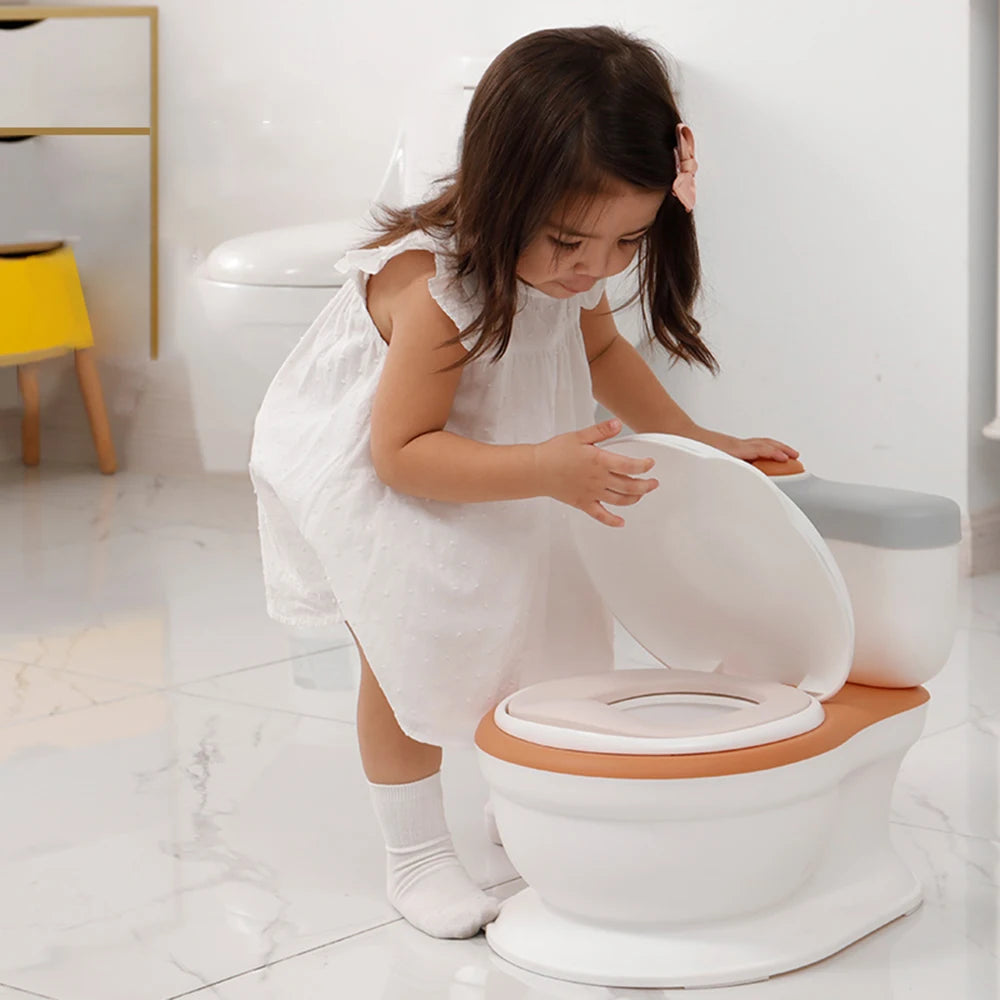 Baby Potty Toilet Seat Realistic Potty Training Seat for Toddlers Boys Girls Soft PU Pad Wipe Storage Music Playing Function