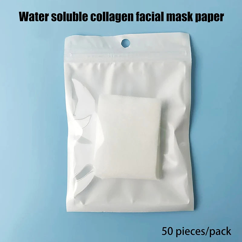 50 pcs/Bag Disposable Patch Soluble Facial Mask Paper Conus Peptide Freeze Dried Film Soluble Type Collagen Patch