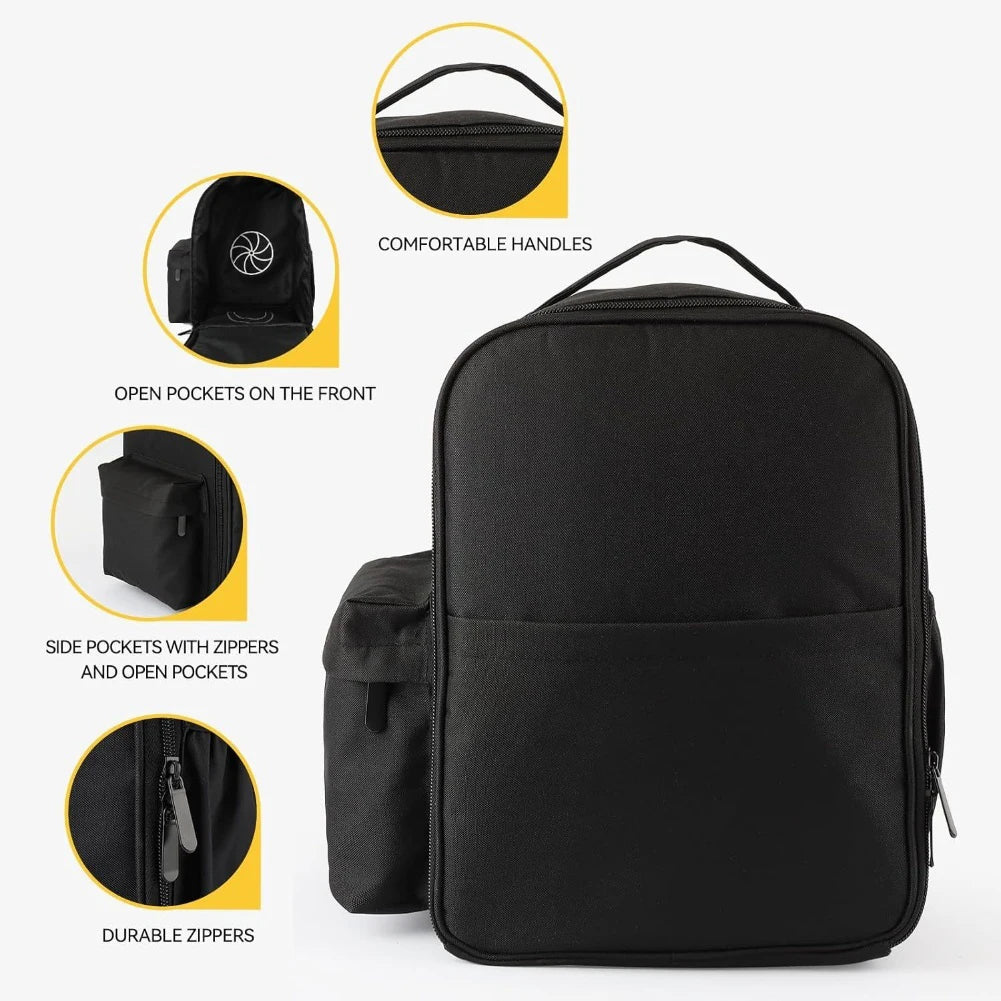Folding Fan, Retractable Fan Storage Bag, Waterproof Camping Fan Tote, Shockproof Round Cosmetic Bag With Zipper Handle Tools