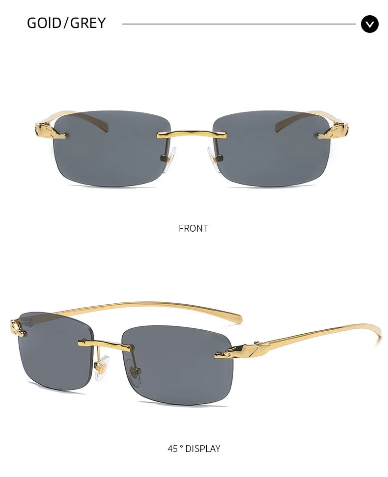 Fashion Vintage Rimless Square Sunglasses Women Men Luxury Brand Designer Popular Travel Driving Metal Small Sun Glasses