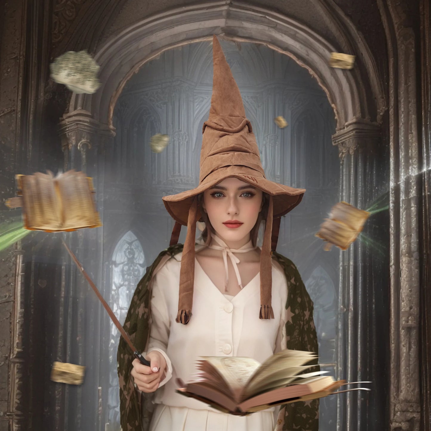 Halloween Witch Hat Cosplay Costume Hat Props Anime Game Film and Television Surrounding Branch School Magic Tree Hat
