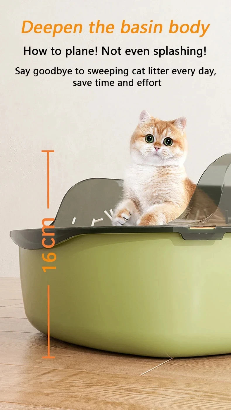 Cat Litter Box Semi-enclosed Thickening Kitty Sandbox High Side Splashproof Pet Bedpans Supplies Pet Toilet Kitten Tray Bedpan